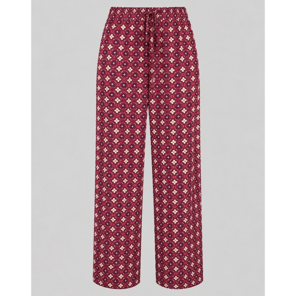 Notations Burgundy Geometric Print Wide Leg Rayon Pants‎ Small 17014